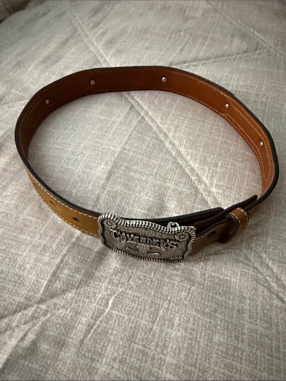 Kids Brown Leather Belt with Decorative Silver Buckle